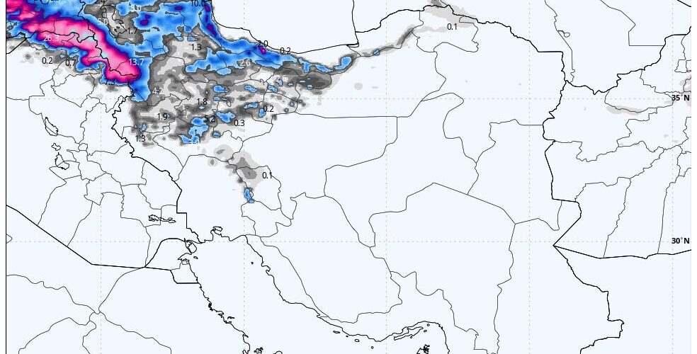 سامانه بارشی جدید برف و باران در راه ۲۰ استان کشور از روز پنجشنبه