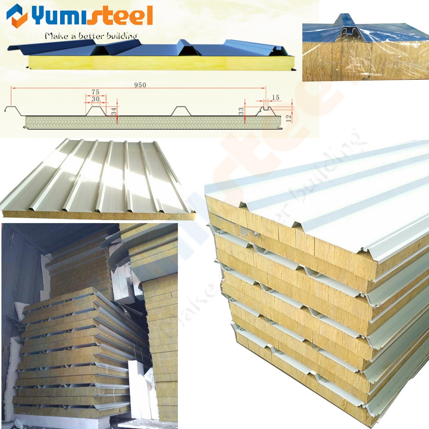پنل ساندویچی با لایه عایق Rockwool برای مقاومت در برابر آتش در سازههای موقت